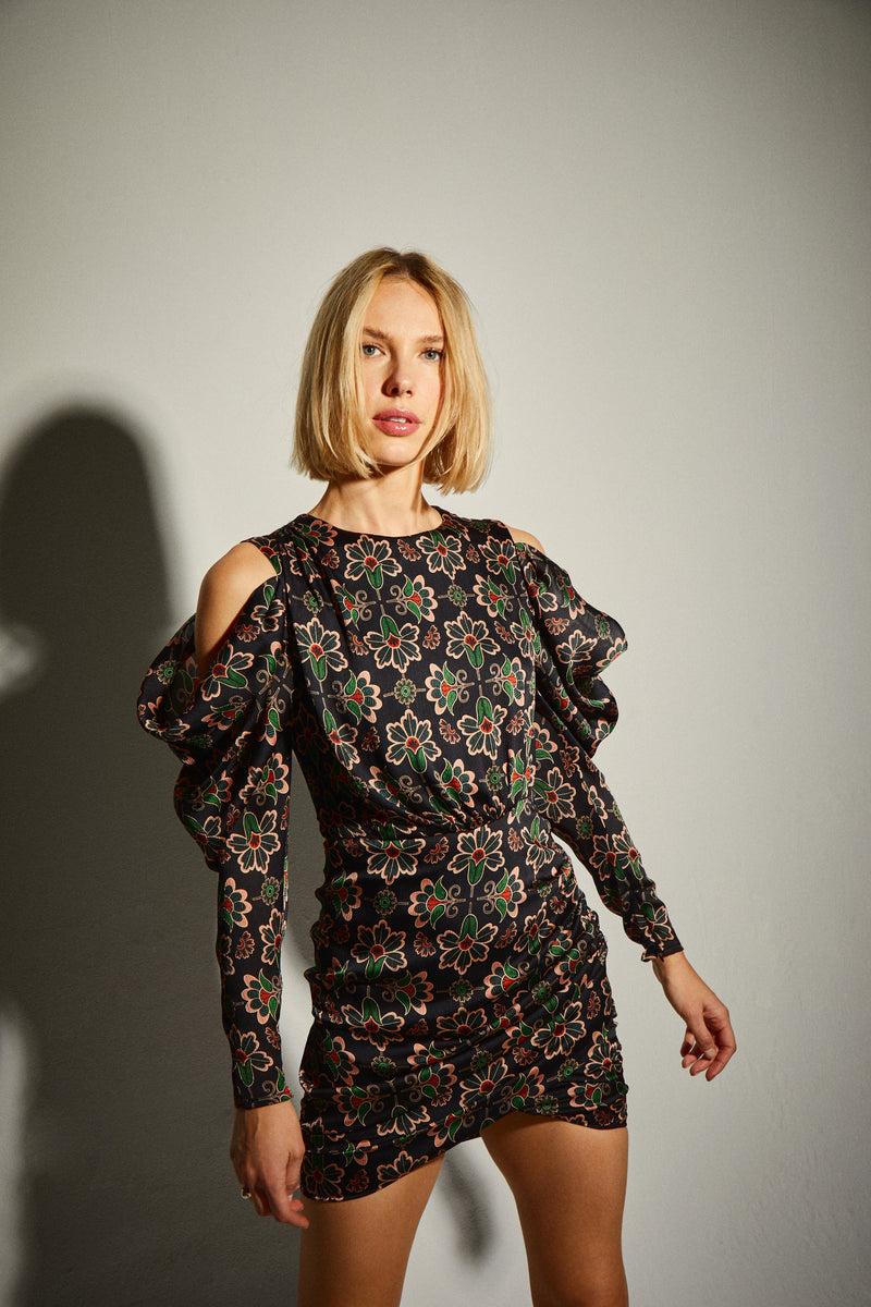 Dolores Promesas Vestido Hombros Descubiertos Drapeado