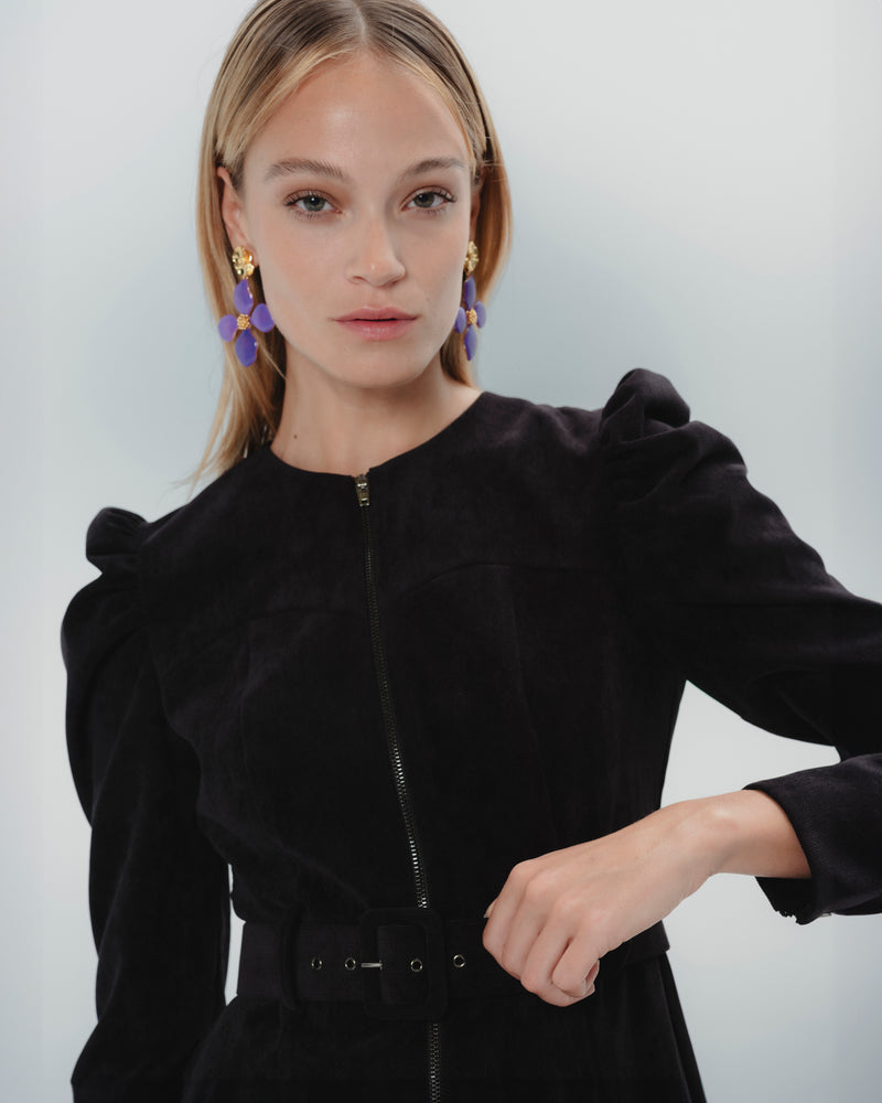 Dolores Promesas Vestido Negro Filipa Manga Abullonada