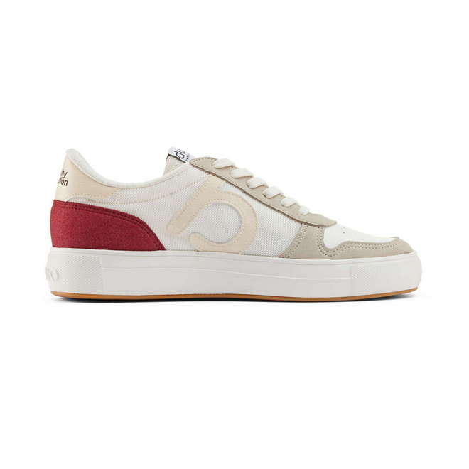 Duuo Zapatillas blancas casual con detalle rojo
