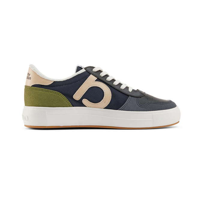 Duuo Zapatillas azules causal con detalles beige y verde