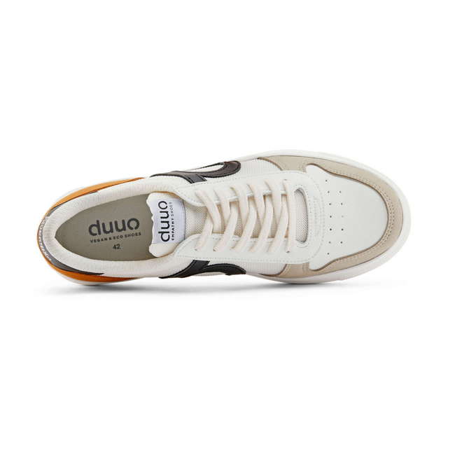 Duuo Zapatillas Blancas Casual Con Detalles Negro Y Mostaza