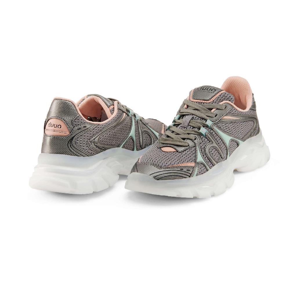 Duuo Zapatillas deportivas gris oscuro con detalles rosa y verde