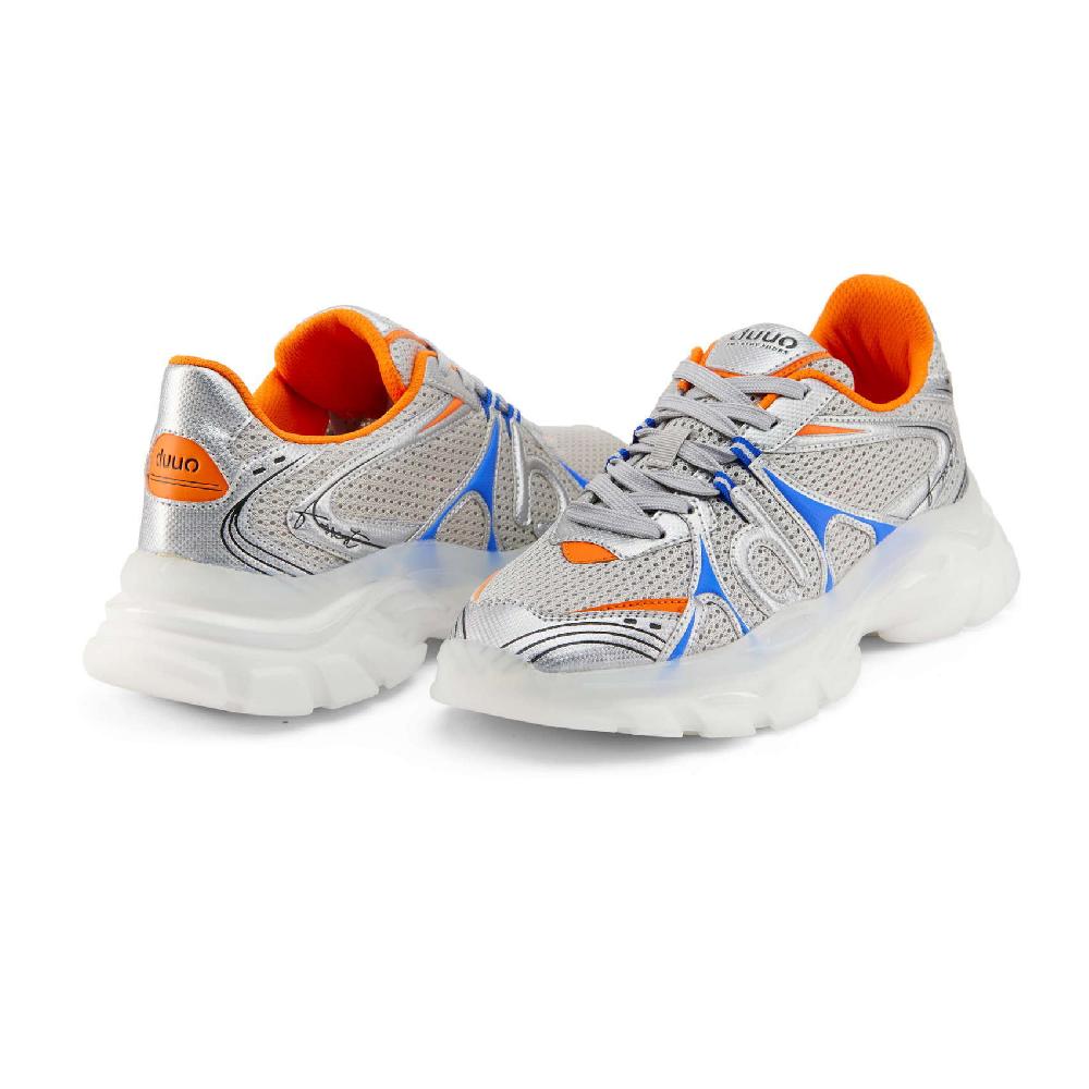 Duuo Zapatillas deportivas grises con detalles azul y naranja