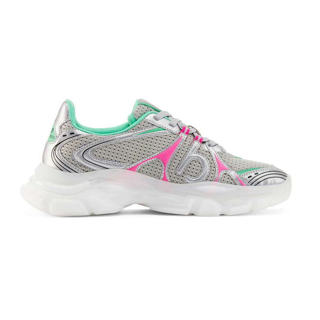 Duuo Zapatillas Deportivas Grises Con Detalles Rosa Y Verde