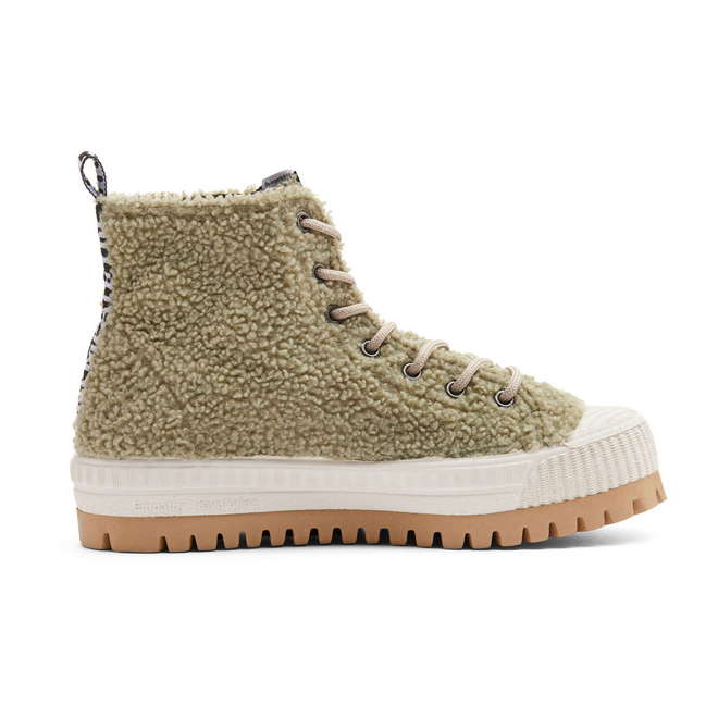 Duuo Zapatillas Marrones Con Plataforma Y Borreguito Mujer