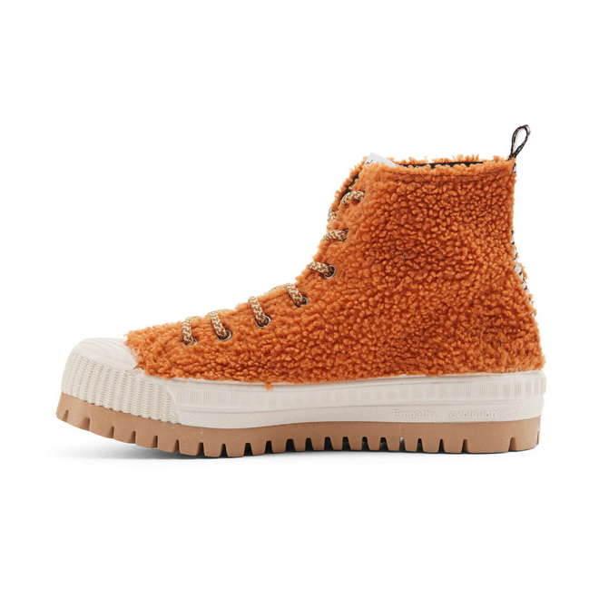 Duuo Zapatillas Naranjas Con Plataforma Y Borreguito Mujer