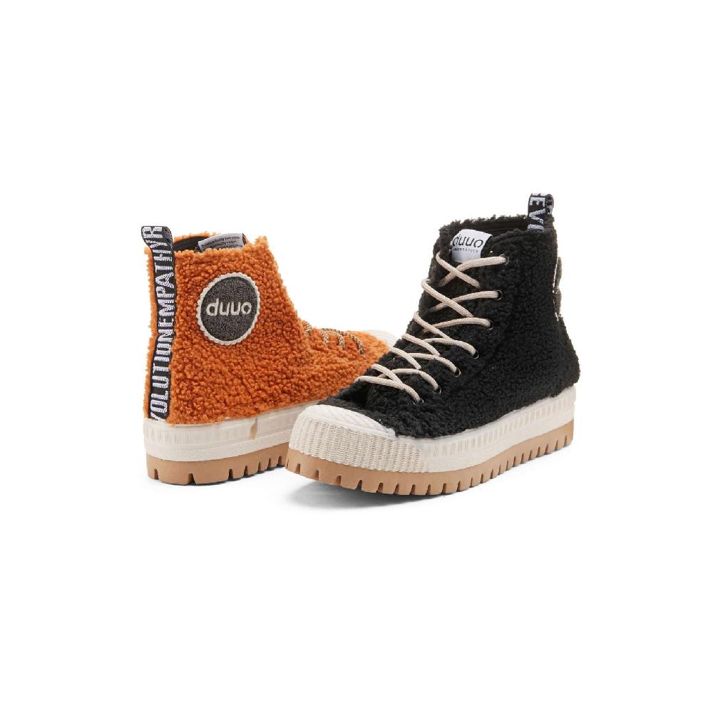 Duuo Zapatillas naranjas con plataforma y borreguito mujer