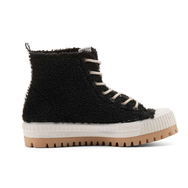 Duuo Zapatillas Negras Con Plataforma Y Borreguito Mujer