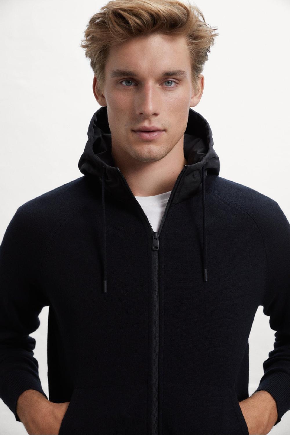 Ecoalf BLACK PERAL KNITTED JUMPER WITH HOOD