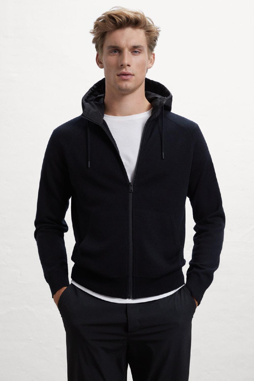 Ecoalf BLACK PERAL KNITTED JUMPER WITH HOOD