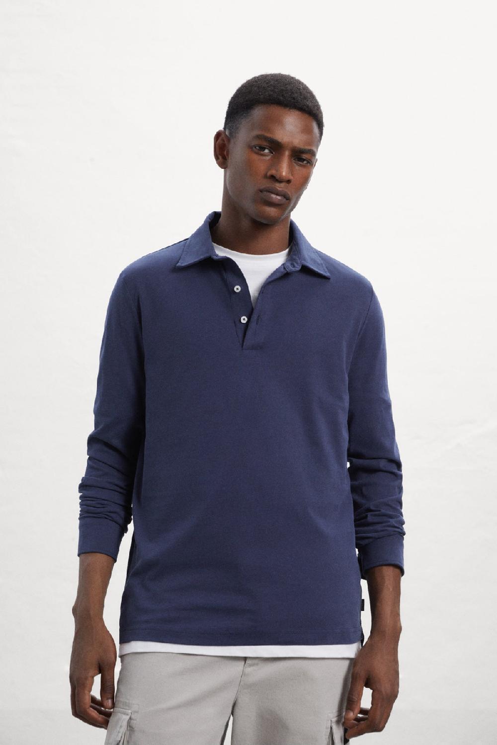 Ecoalf BLUE NICO LONG-SLEEVED POLO SHIRT