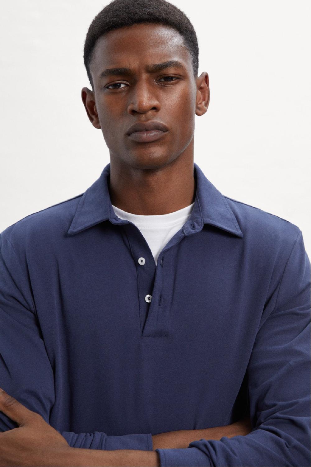 Ecoalf BLUE NICO LONG-SLEEVED POLO SHIRT