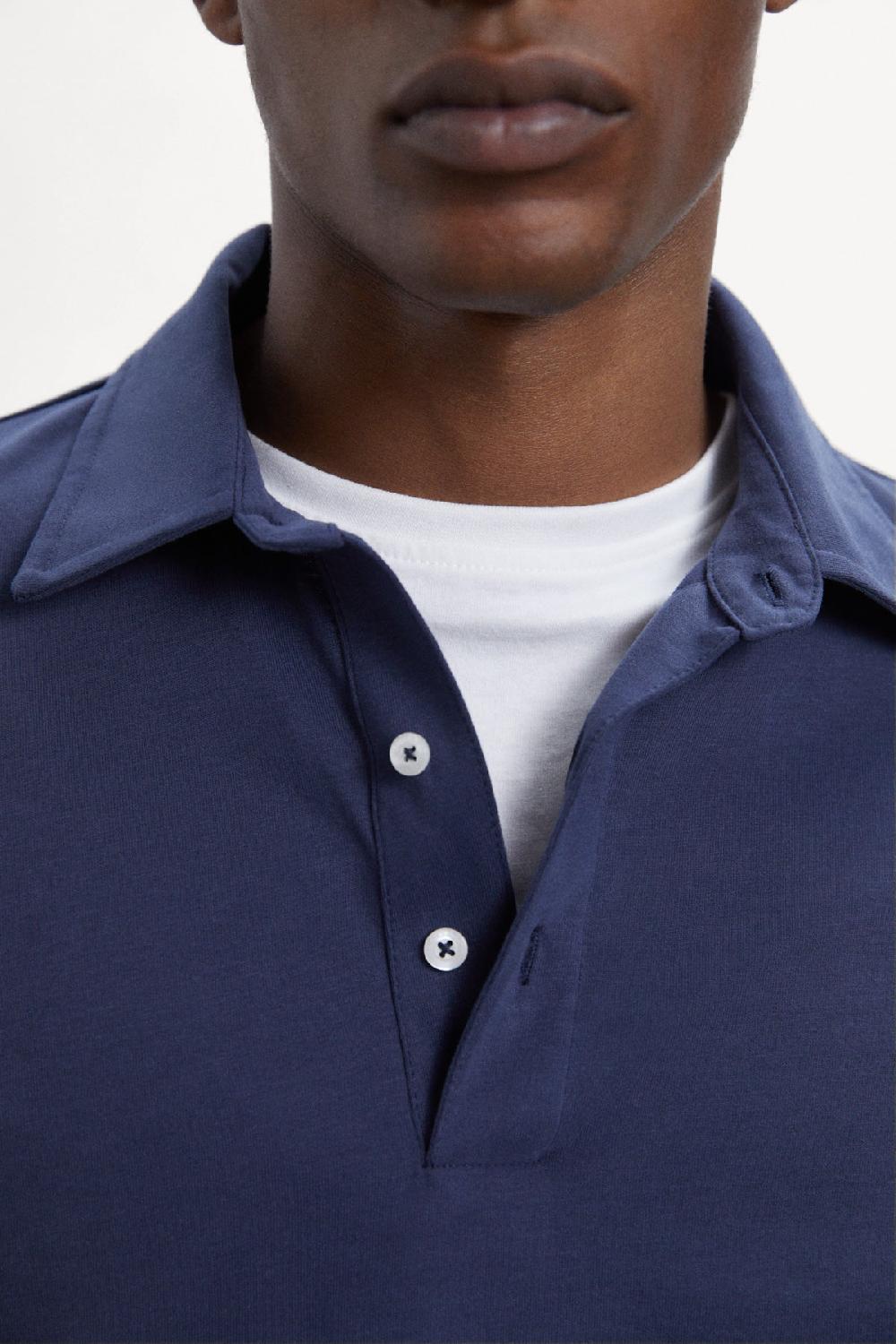 Ecoalf BLUE NICO LONG-SLEEVED POLO SHIRT