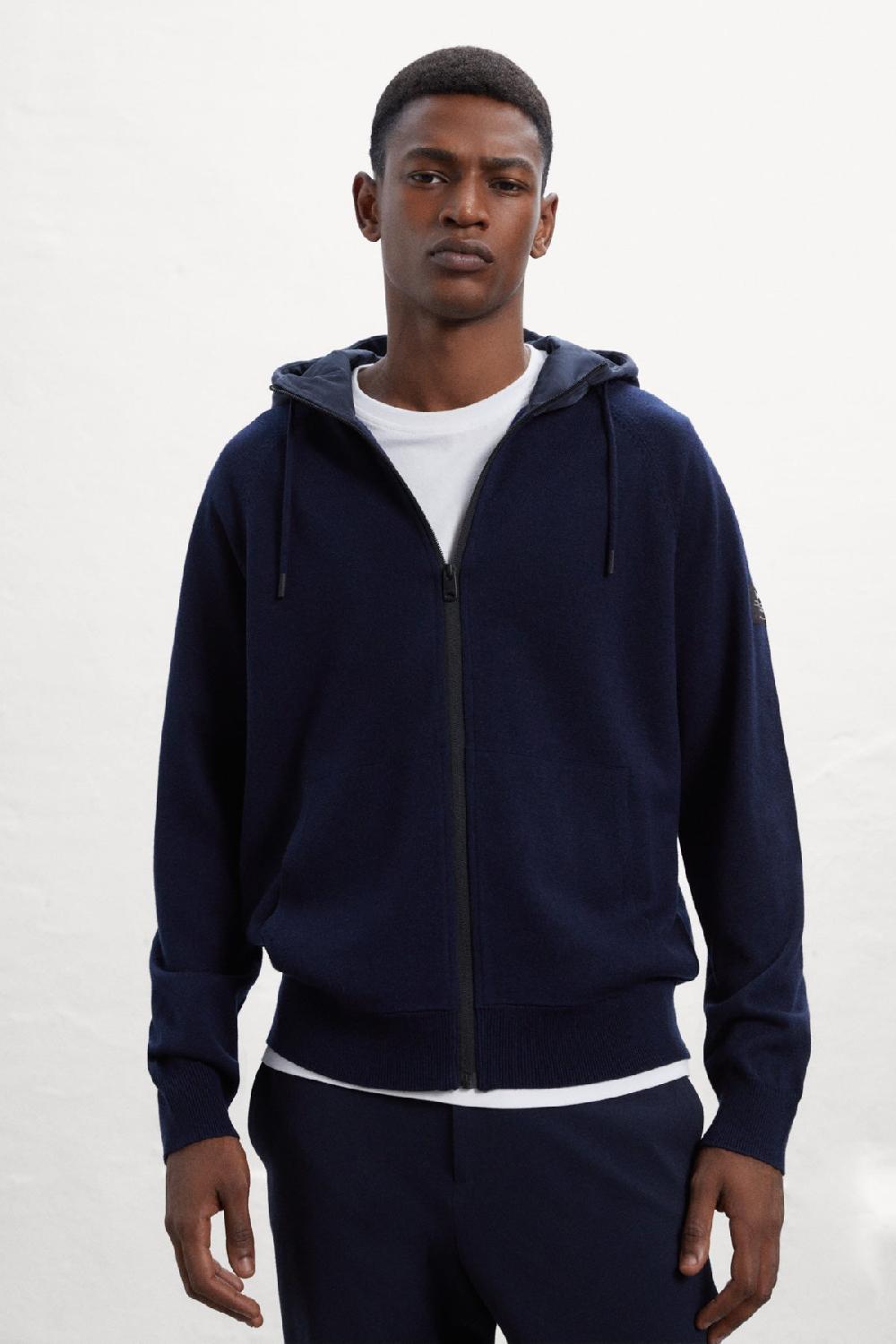 Ecoalf BLUE PERAL KNITTED JUMPER WITH HOOD