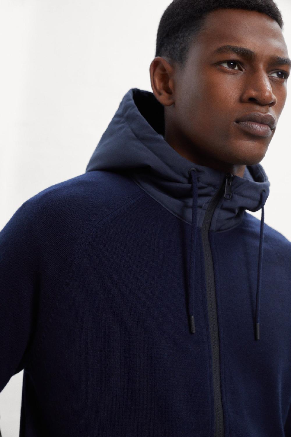 Ecoalf BLUE PERAL KNITTED JUMPER WITH HOOD