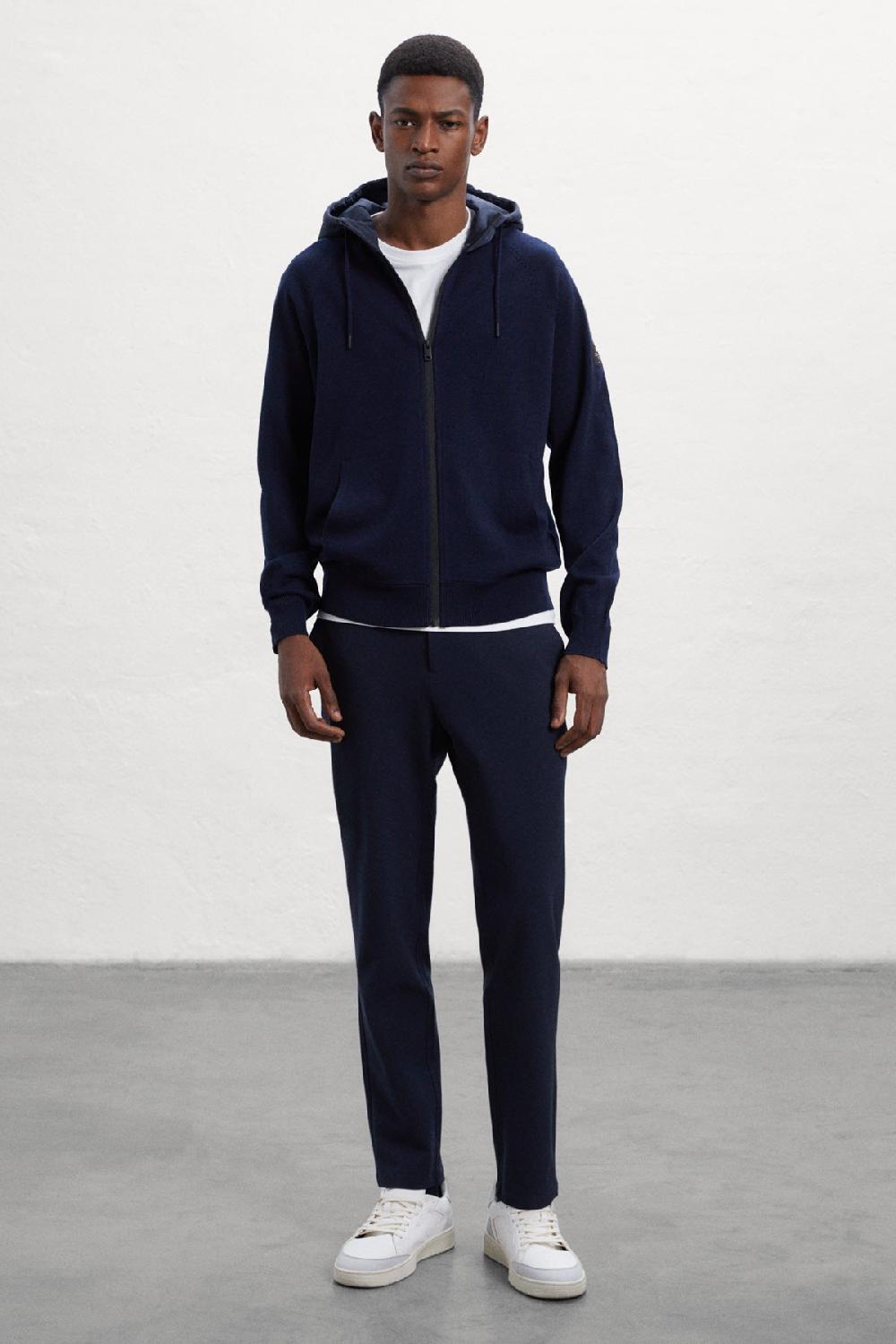 Ecoalf BLUE PERAL KNITTED JUMPER WITH HOOD