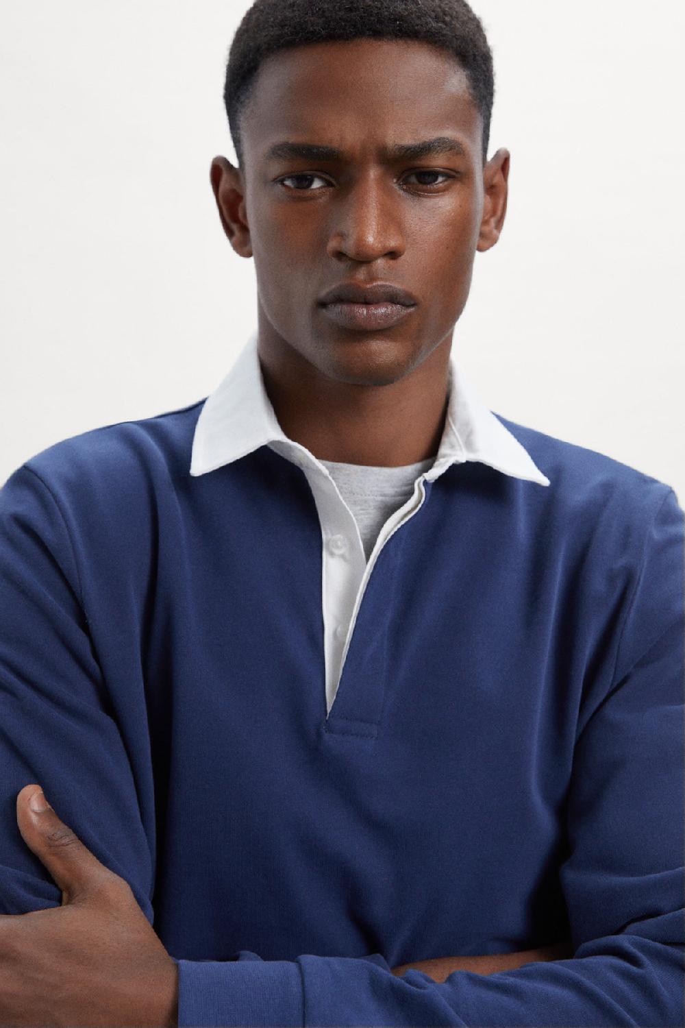 Ecoalf BLUE PERI LONG-SLEEVED POLO SHIRT