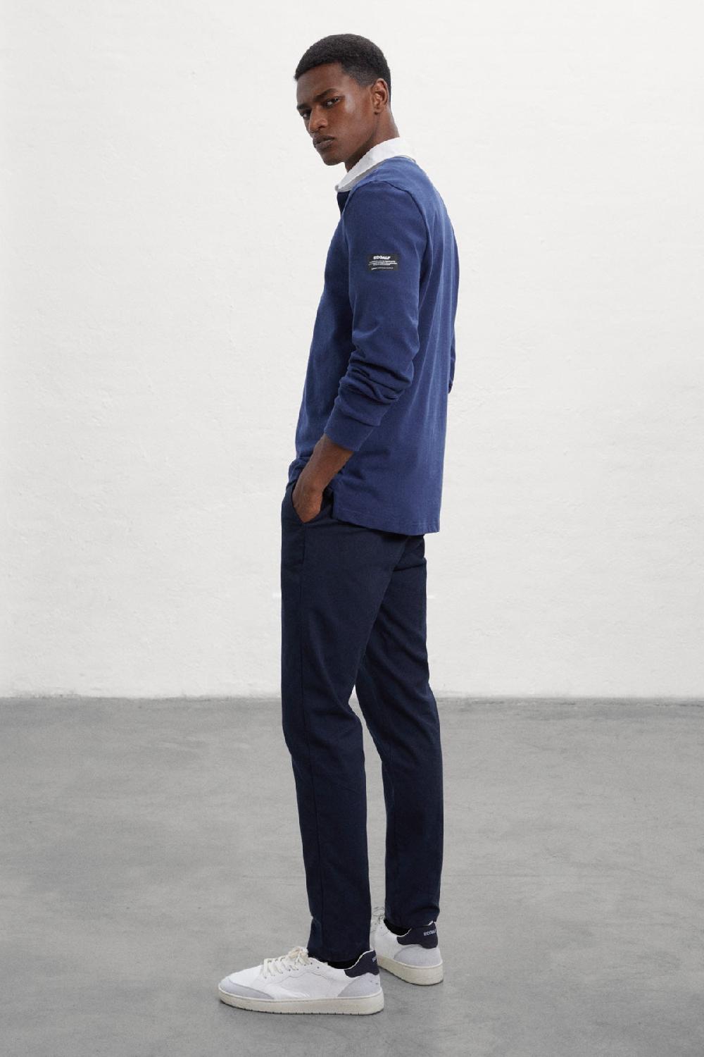 Ecoalf BLUE PERI LONG-SLEEVED POLO SHIRT