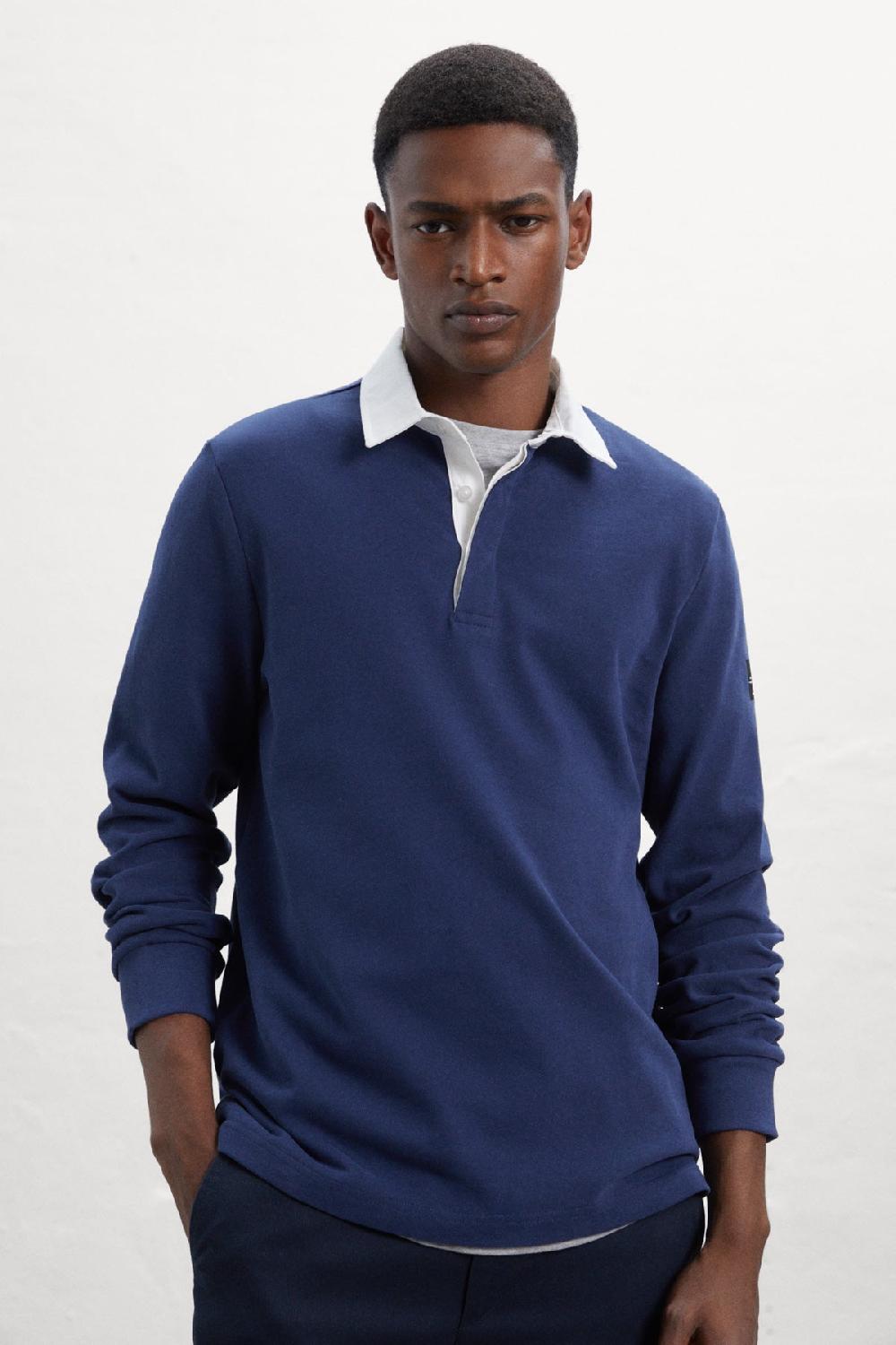 Ecoalf BLUE PERI LONG-SLEEVED POLO SHIRT