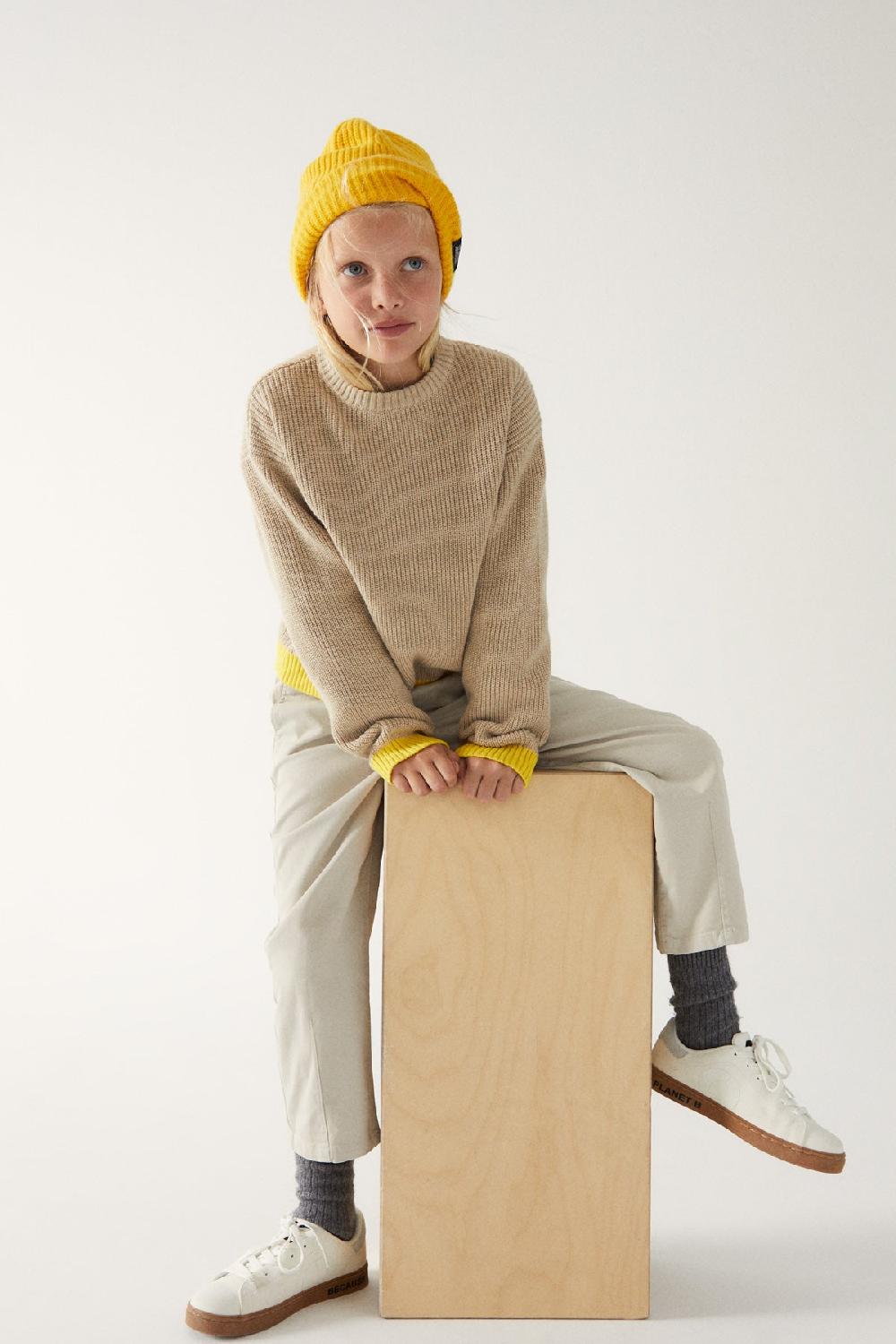 Ecoalf BROWN FLOWER KNITTED JUMPER