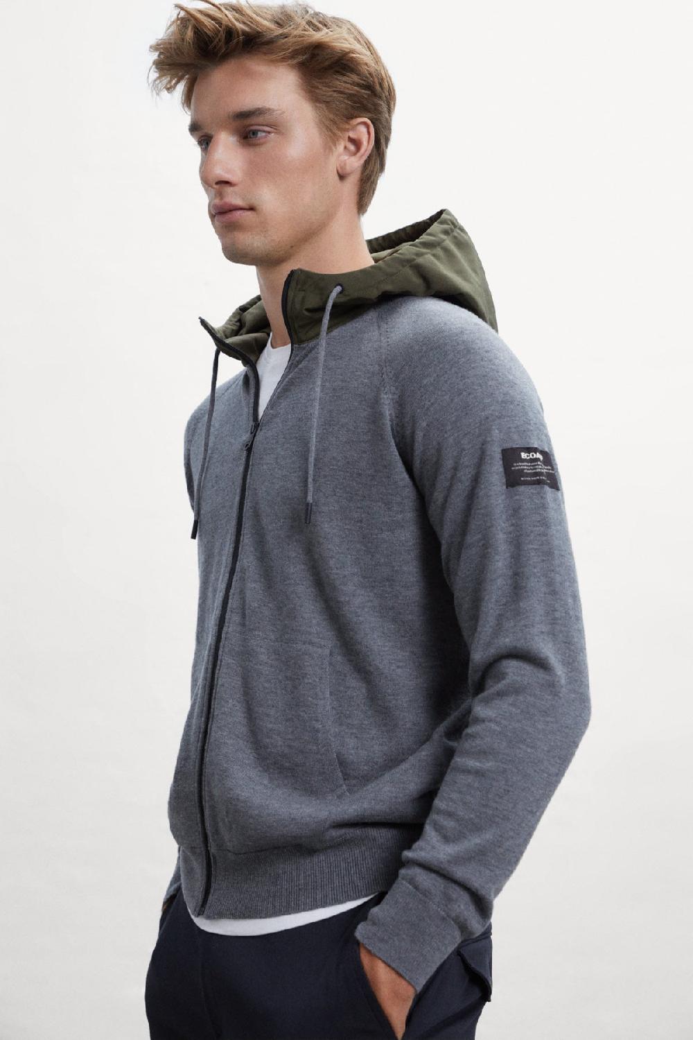 Ecoalf GREY PERAL KNITTED JUMPER WITH HOOD