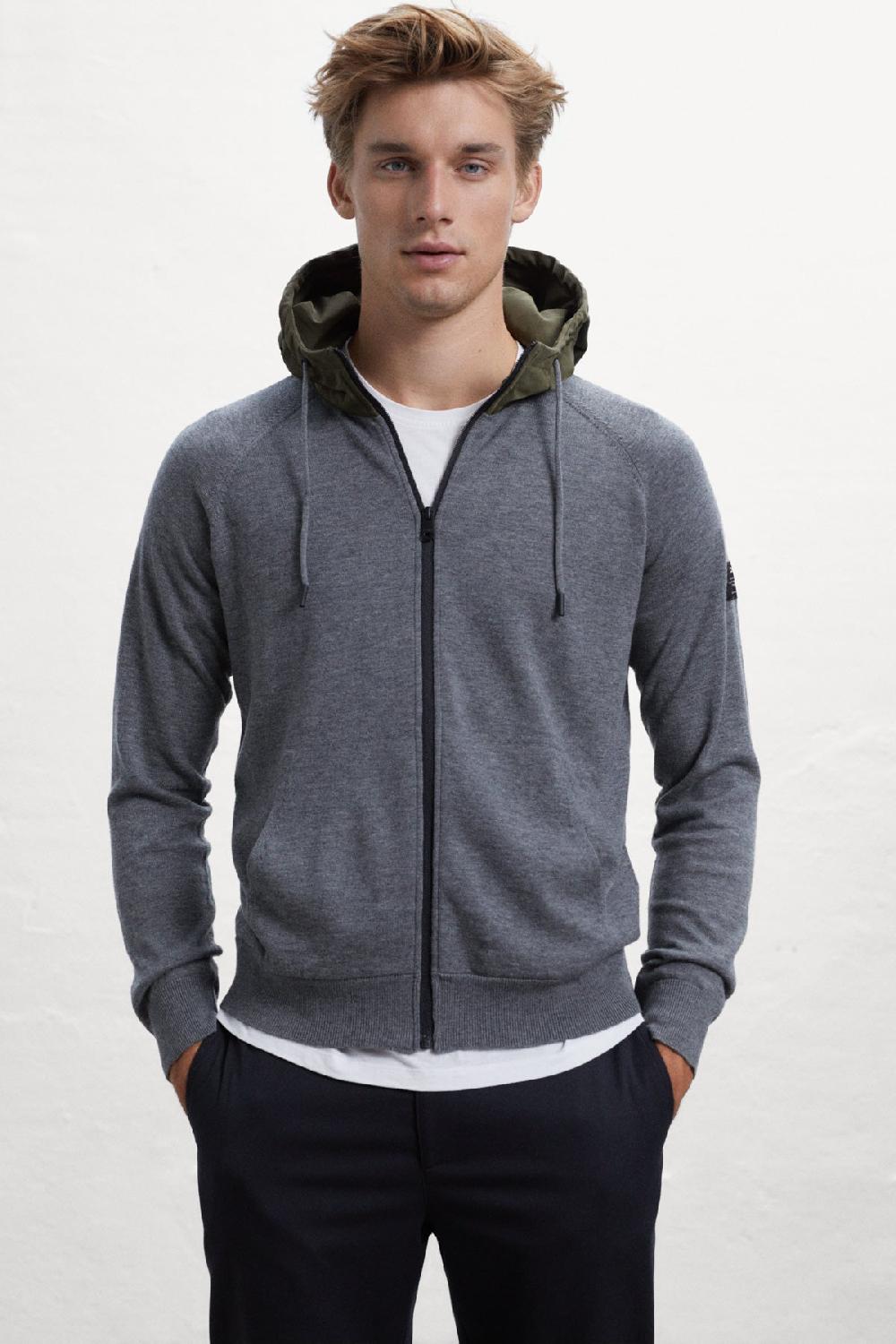 Ecoalf GREY PERAL KNITTED JUMPER WITH HOOD