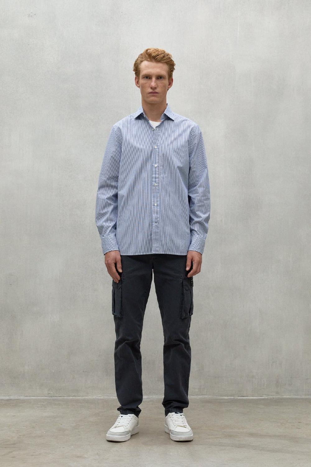 Ecoalf NAVY BLUE AND WHITE ALFREDO SHIRT