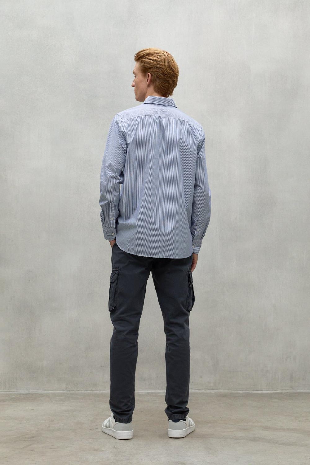 Ecoalf NAVY BLUE AND WHITE ALFREDO SHIRT