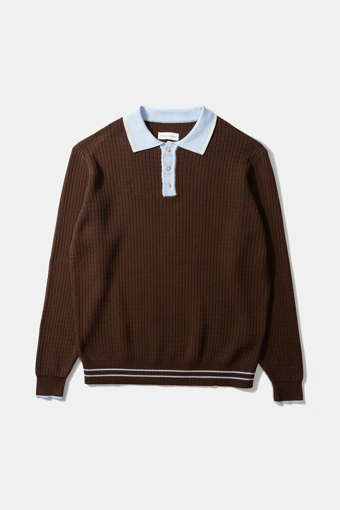 Edmmond studios KNITTED POLO CHOCOLATE