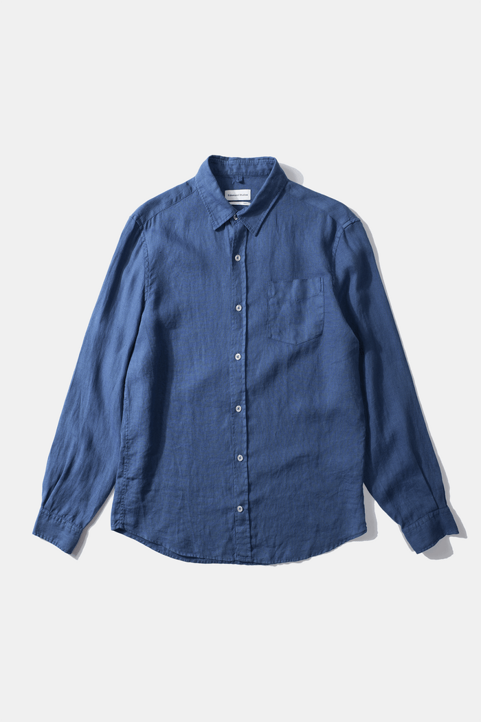 Edmmond studios LINEN SHIRT PLAIN BLUE