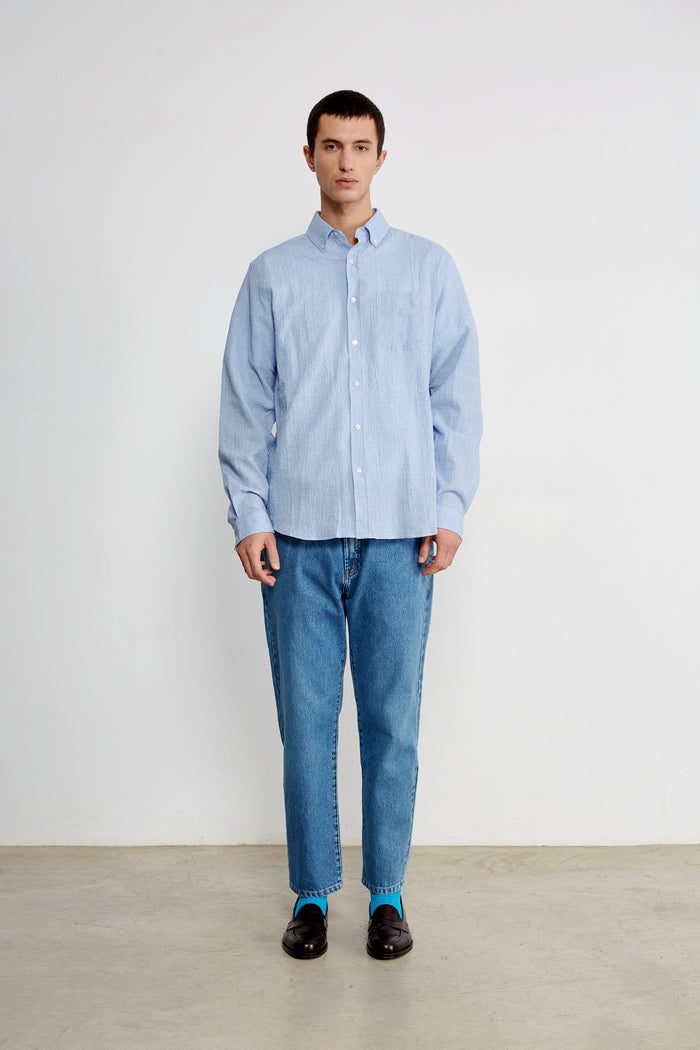 Edmmond Studios SEERSUCKER SHIRT LIGHT BLUE