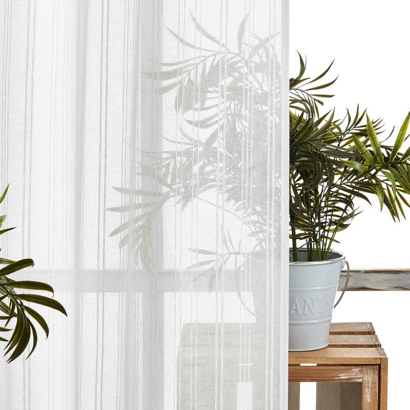 Eiffel Textile Cortina Confeccionada Rayas Visillo Translucida Lisa Ojales Ollaos Metal