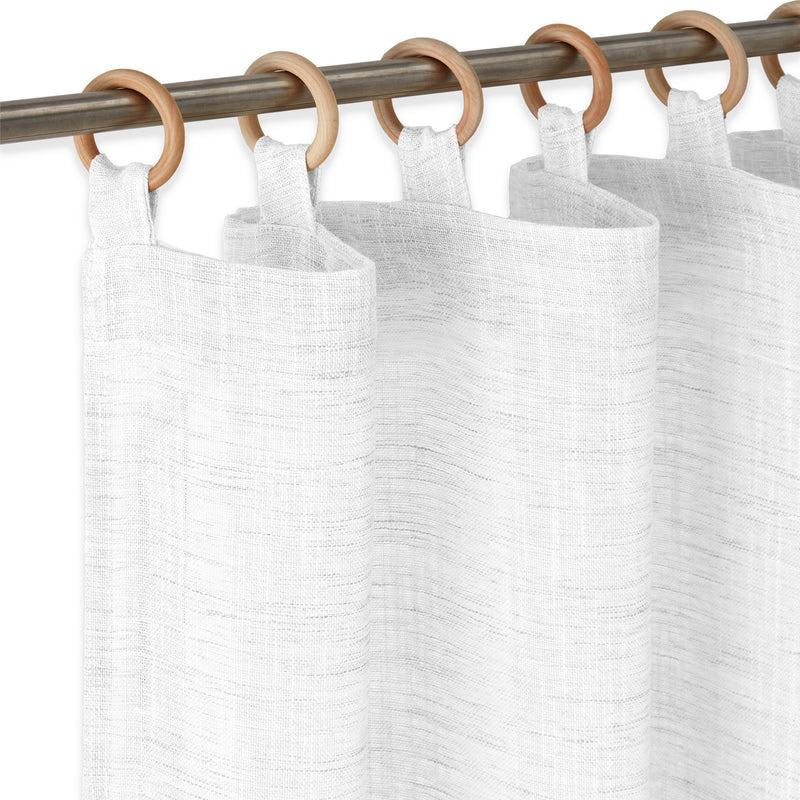 Eiffel Textile Cortina Confeccionada Visillo Semitransparente Translucida Lisa Anillas Madera