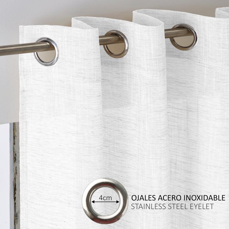 Eiffel Textile Cortina Confeccionada Visillo Semitransparente Translucida Lisa Ojales Ollaos Metal