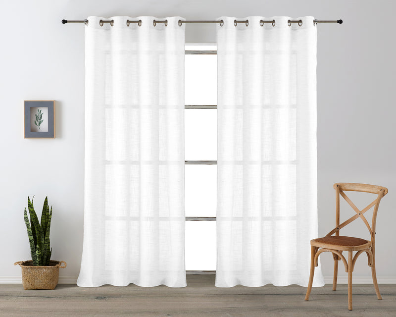 Eiffel Textile Cortina Confeccionada Visillo Semitransparente Translucida Lisa Ojales Ollaos Metal