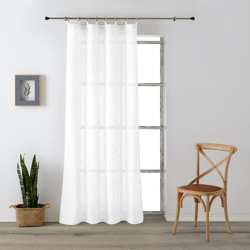 Eiffel textile Cortina Confeccionada Visillo Semitransparente Translucida Lisa Anillas Madera