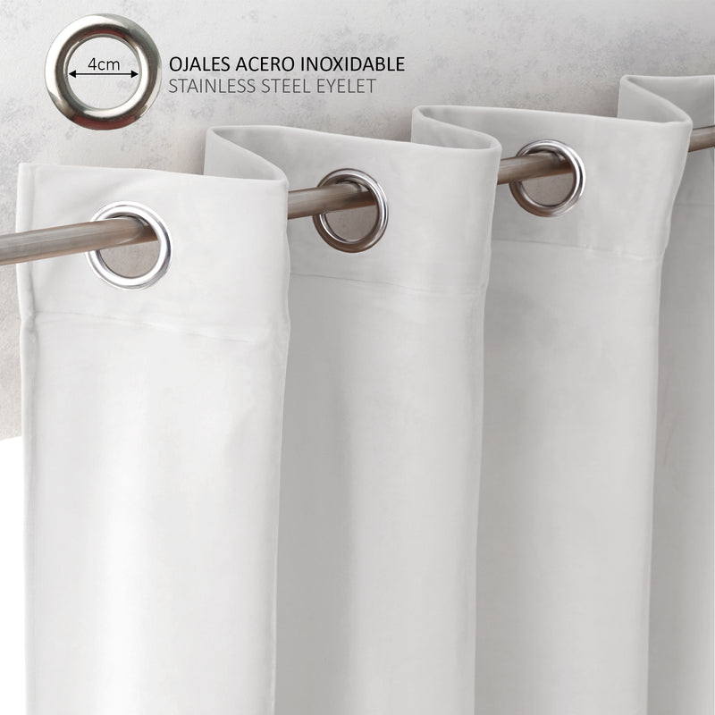 Eiffel Textile Cortina Efecto Aterciopelado Oscurante Lisa Ollaos Ojales