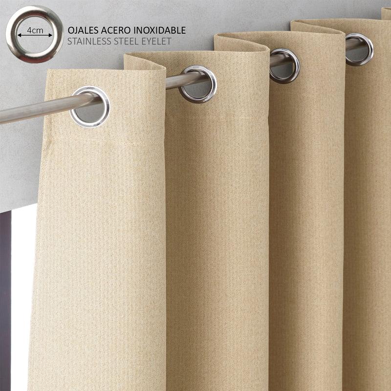 Eiffel Textile Cortina Rustica Oscurante Lisa Ollaos Ojales
