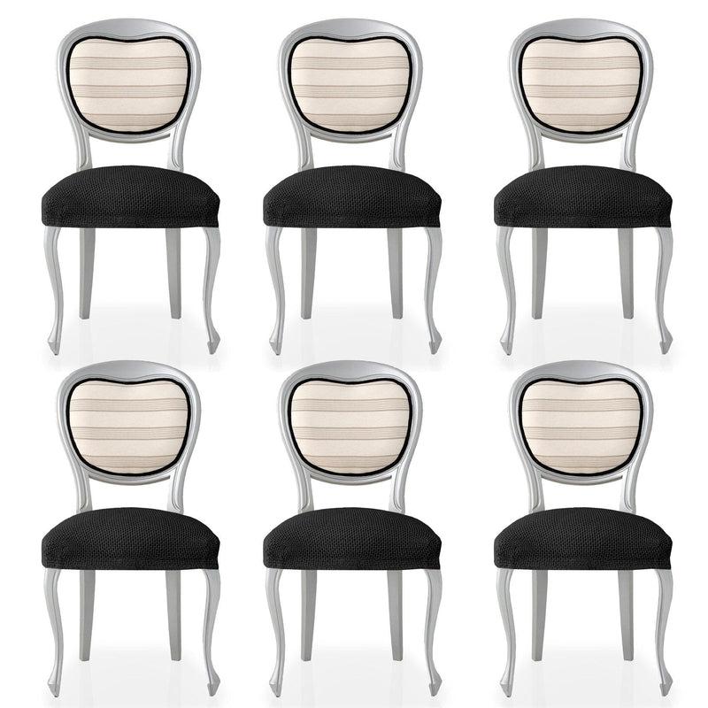 Eiffel Textile Funda De Silla Bielástica Pack 6 Unidades Modelo Cora Negro