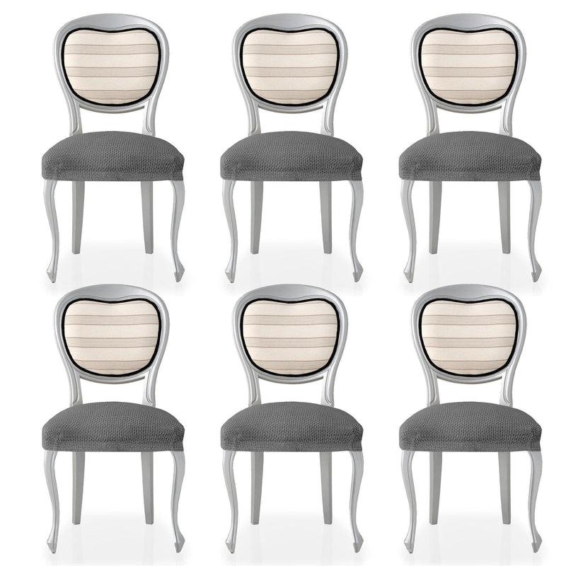 Eiffel Textile Funda De Silla Bielástica Pack 6 Unidades Modelo Cora Gris