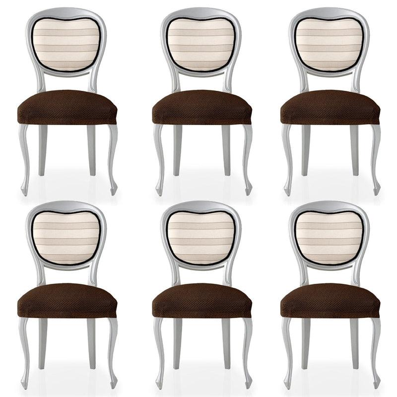 Eiffel Textile Funda De Silla Bielástica Pack 6 Unidades Modelo Cora Marrón