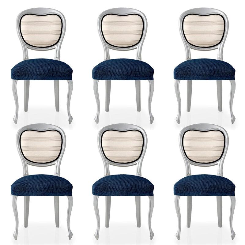 Eiffel Textile Funda De Silla Bielástica Pack 6 Unidades Modelo Cora Azul