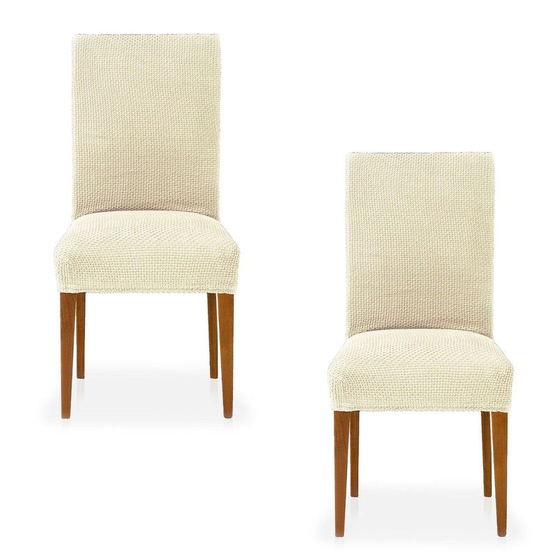 Eiffel Textile Funda De Silla Con Respaldo Bielástica Pack 2 Unidades Modelo Cora Marfil