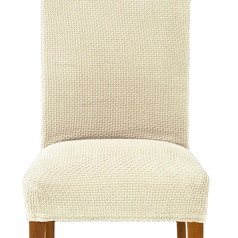 Eiffel Textile Funda De Silla Con Respaldo Bielástica Pack 2 Unidades Modelo Cora Marfil