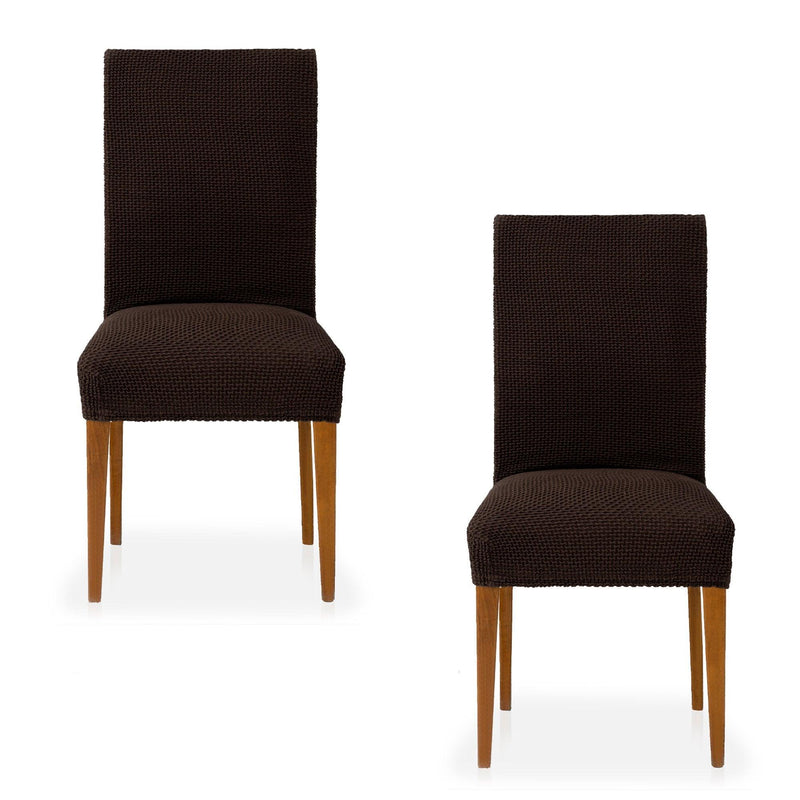 Eiffel Textile Funda De Silla Con Respaldo Bielástica Pack 2 Unidades Modelo Cora Marrón