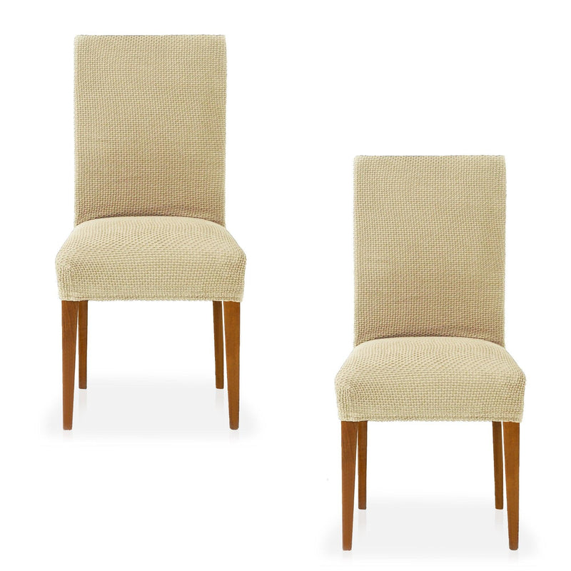 Eiffel Textile Funda De Silla Con Respaldo Bielástica Pack 2 Unidades Modelo Cora Beige