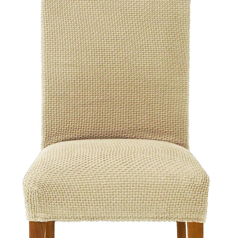 Eiffel Textile Funda De Silla Con Respaldo Bielástica Pack 2 Unidades Modelo Cora Beige