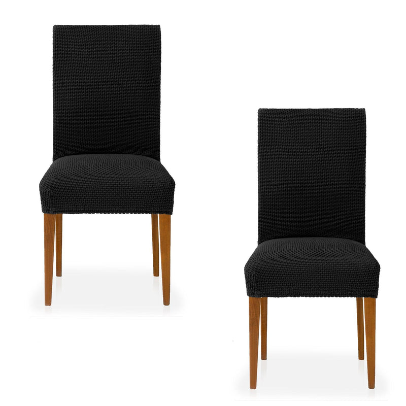 Eiffel Textile Funda De Silla Con Respaldo Bielástica Pack 2 Unidades Modelo Cora Negro