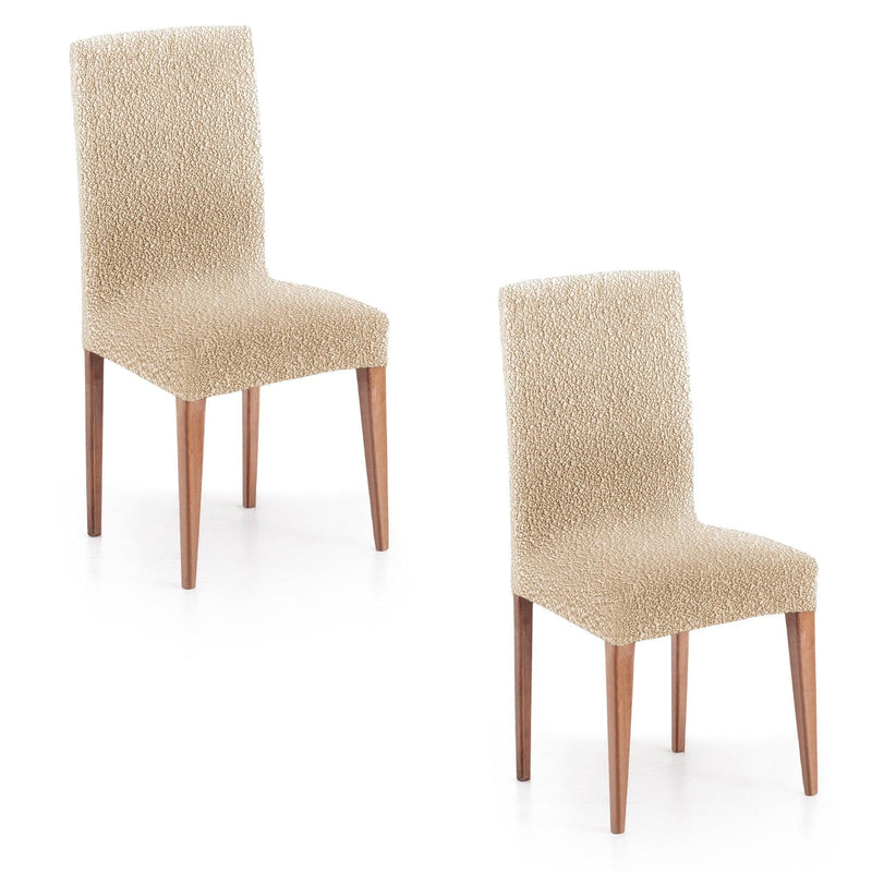 Eiffel Textile Funda De Silla Con Respaldo Bielástica Pack 2 Unidades Modelo Roc Beige