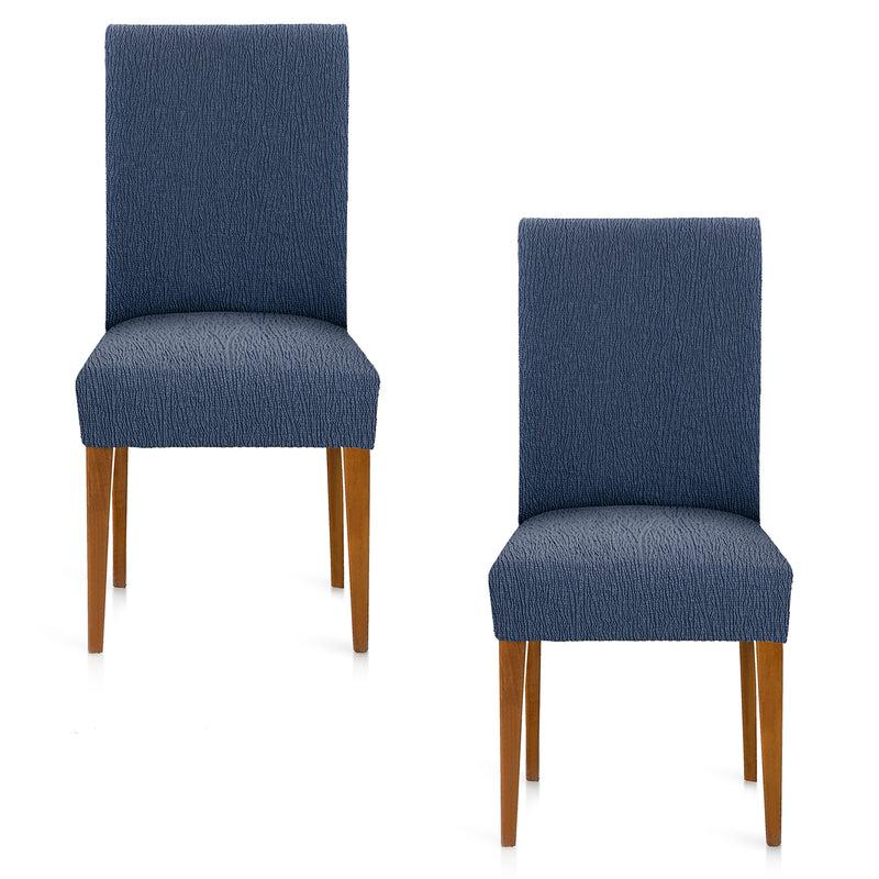 Eiffel textile Funda de Silla Elástica con Respaldo Azul Pack 2 Unidades Modelo Troya (40-50 cm)